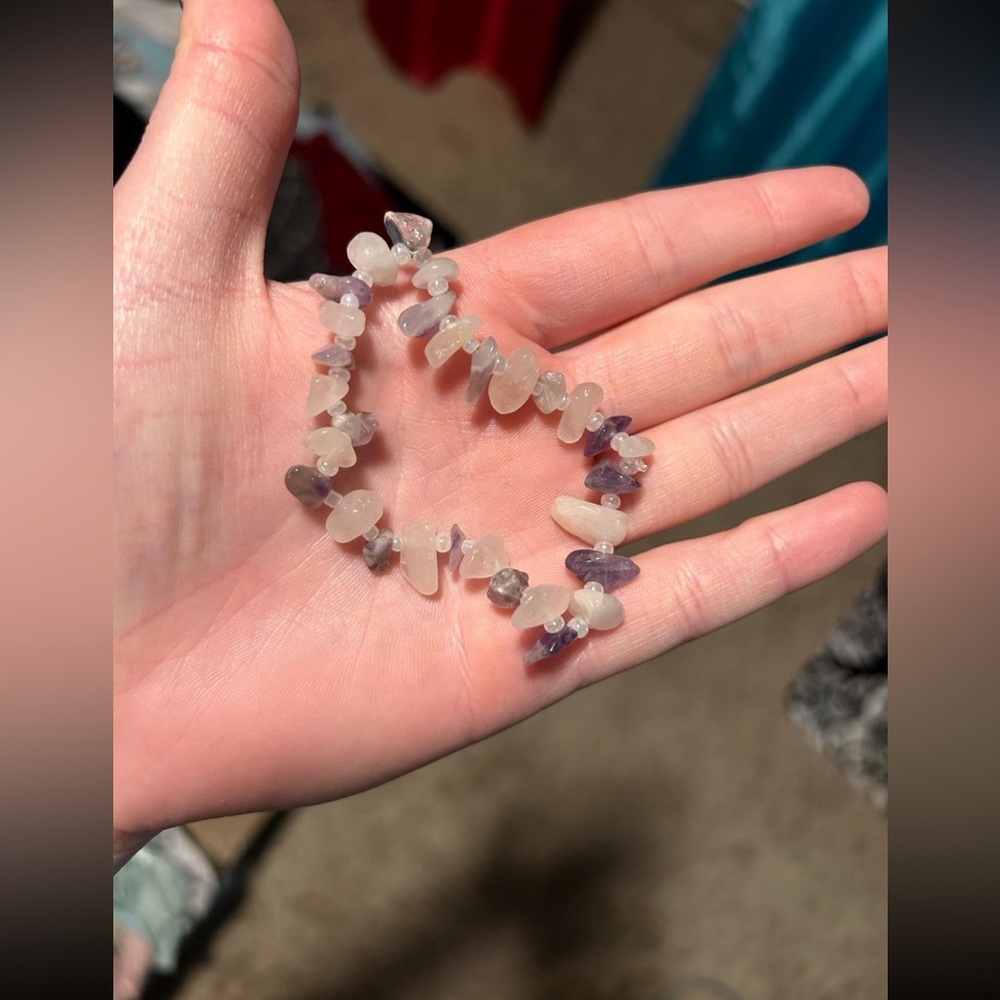 Handmade Amethyst and Rose Quartz Bracelet